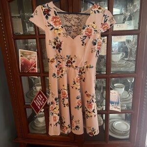 Three Hearts Floral Pink Dress